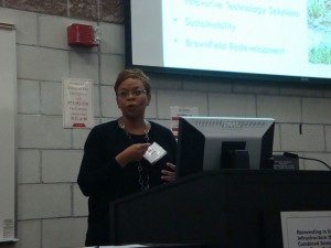 Camden Mayor Dana Redd speaks to attendees at a workshop on addressing combined-sewer overflows.