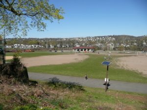 Recreation facilities adjacent to the Morris Canal Greenway. Photo: Jay Watson